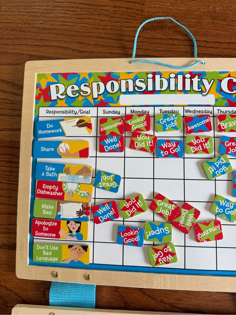 Melissa & Doug Magnetic Responsibility Chart in blue, red, green, yellow, white